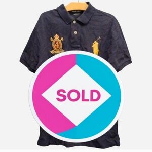 Ralph Lauren Blue Polo with Gold Embroidery